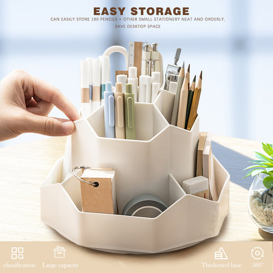 Stylish Portable 9-Grid Rotating Pen Holder and Desk Organiser