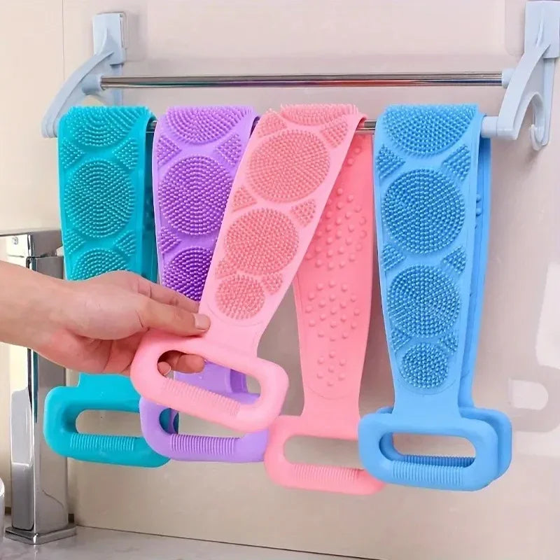 Gentle silicone body scrubber belt for spa like clean