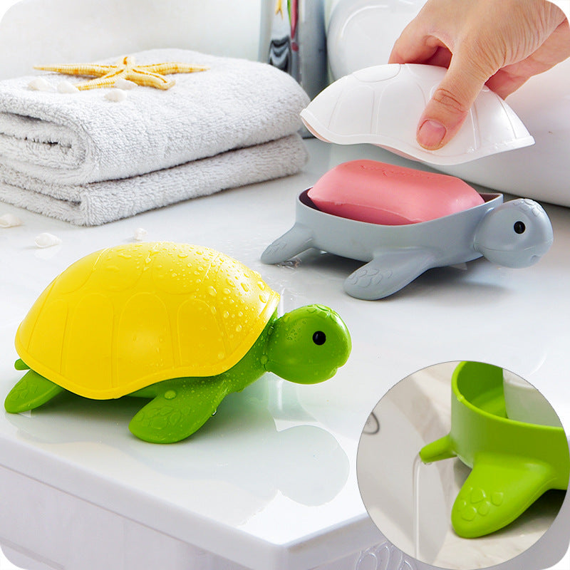 Cute Turtle Soap Tray – Portable Bathroom Drain Holder