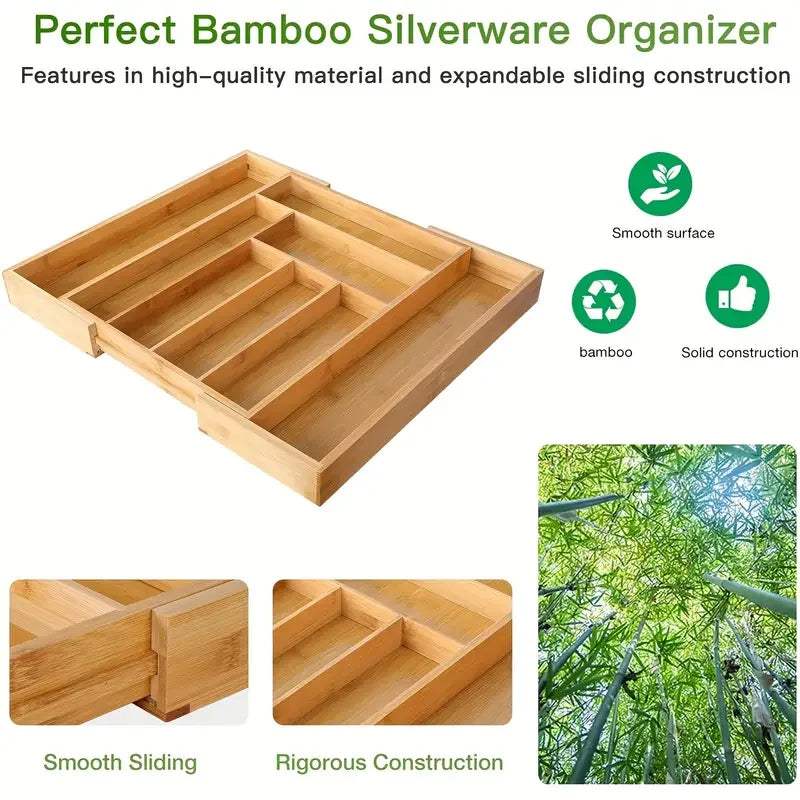 Adjustable Bamboo Drawer Dividers for Home & Office