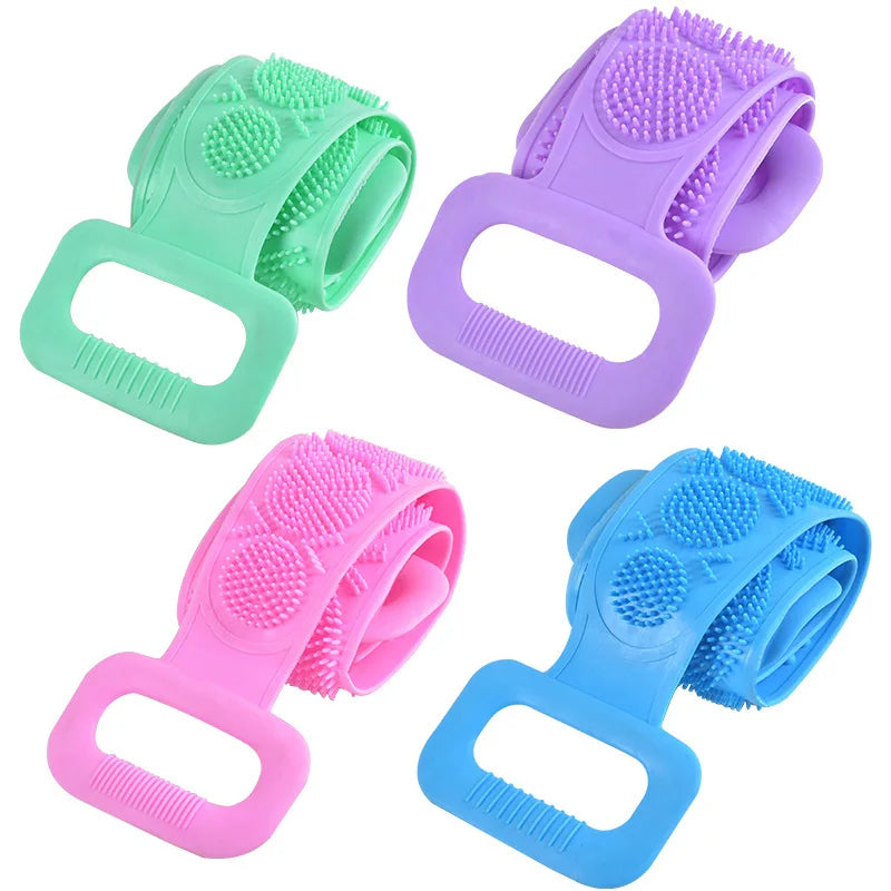 Gentle silicone body scrubber belt for spa like clean