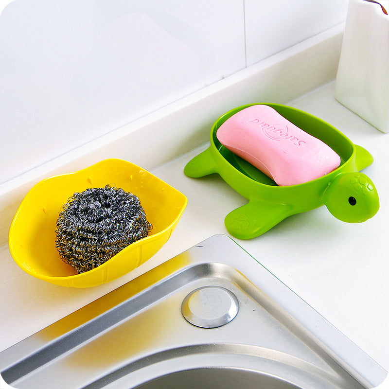 Cute Turtle Soap Tray – Portable Bathroom Drain Holder