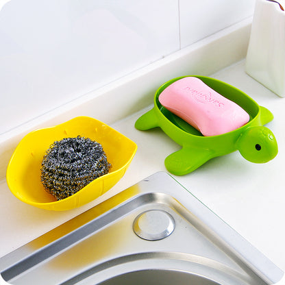 Cute Turtle Soap Tray – Portable Bathroom Drain Holder