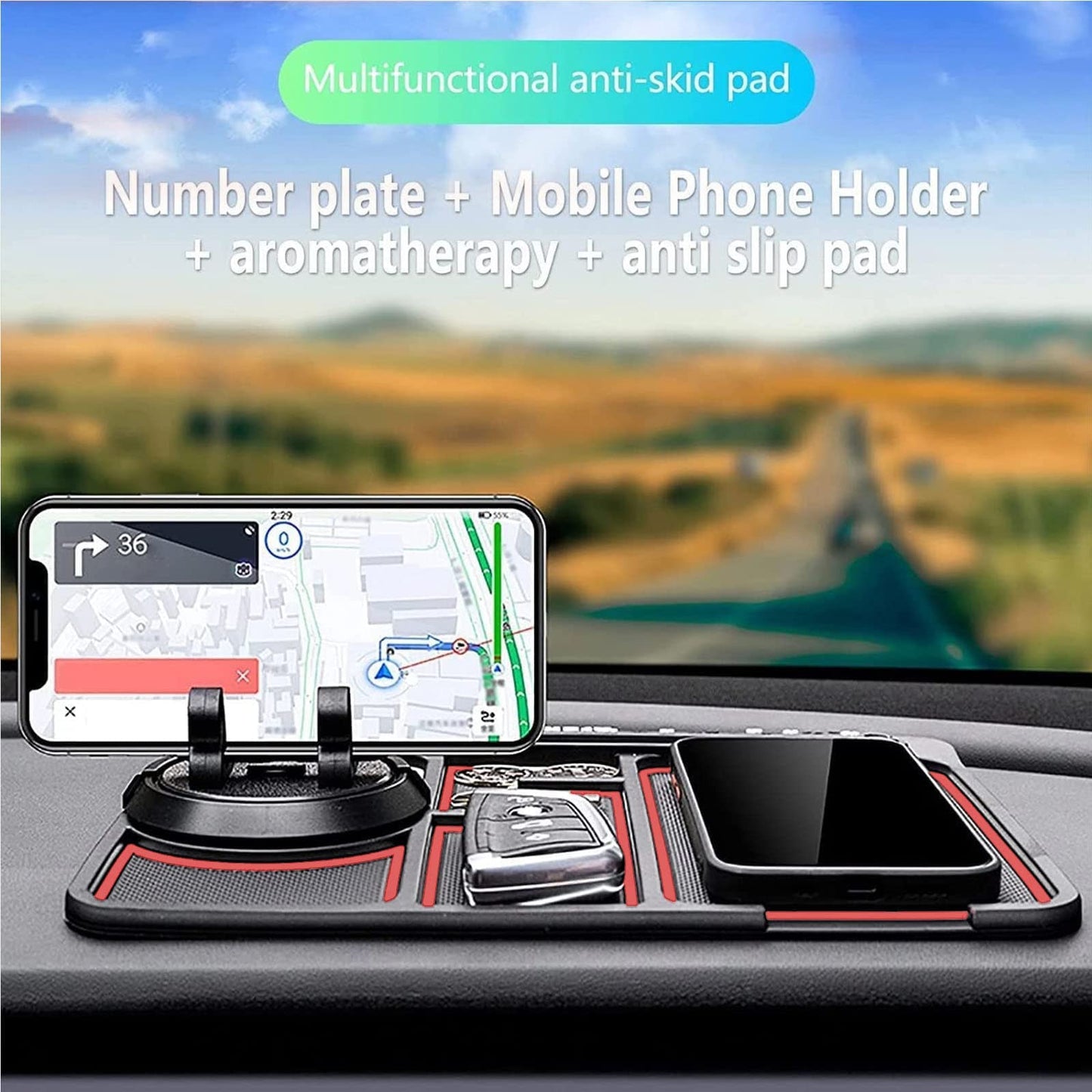 Smart 4 in 1 Multi-Function Anti-Slip Dashboard Mat & Holder