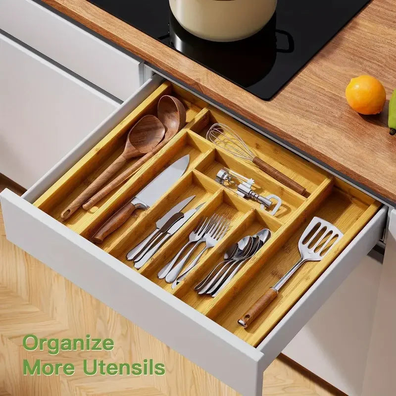 Adjustable Bamboo Drawer Dividers for Home & Office