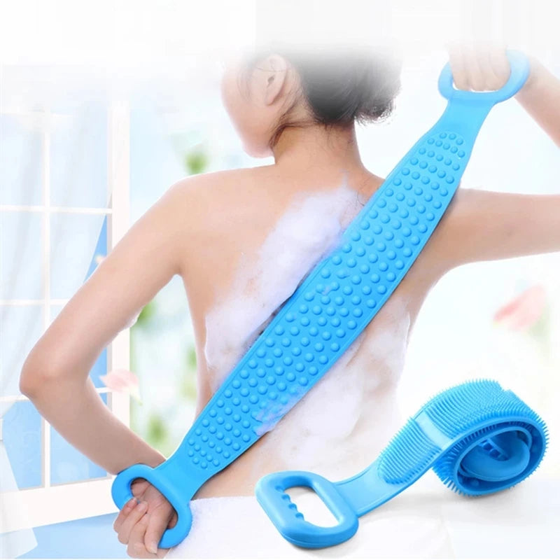 Gentle silicone body scrubber belt for spa like clean