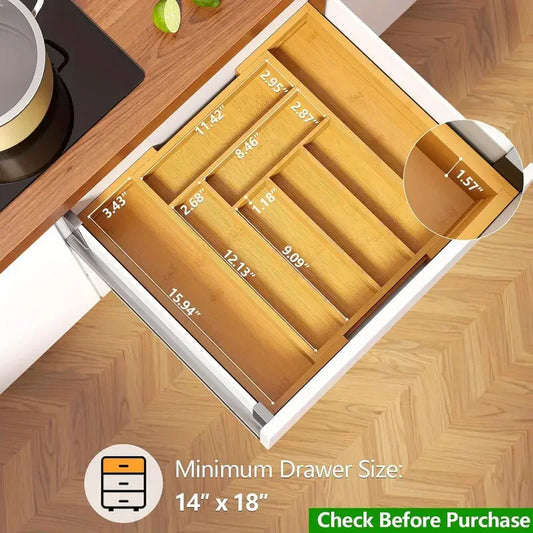 Adjustable Bamboo Drawer Dividers for Home & Office