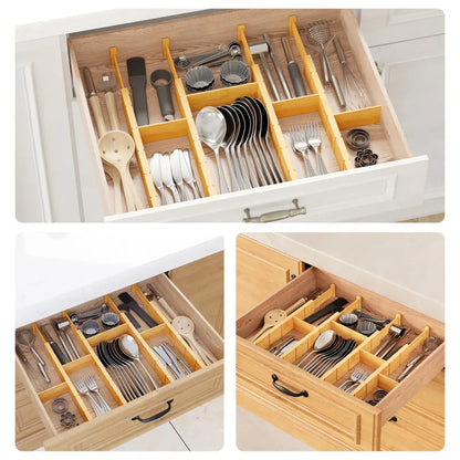 Adjustable Bamboo Drawer Dividers for Home & Office