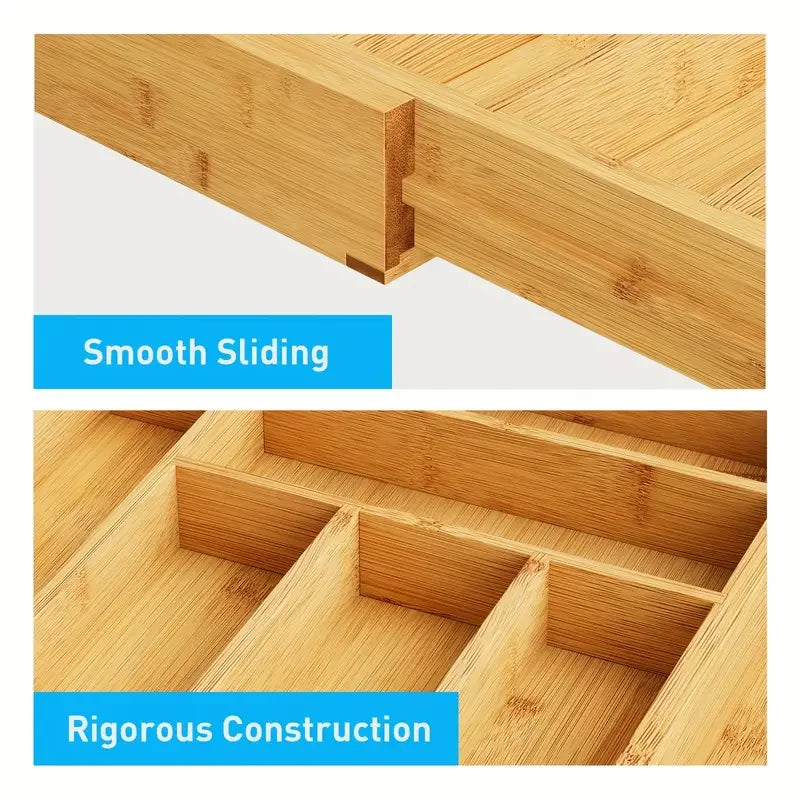 Adjustable Bamboo Drawer Dividers for Home & Office