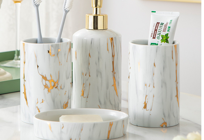 Premium Luxury Marble Ceramic Bathroom Kit-Luxury that Turns Your Bathroom into Paradise.