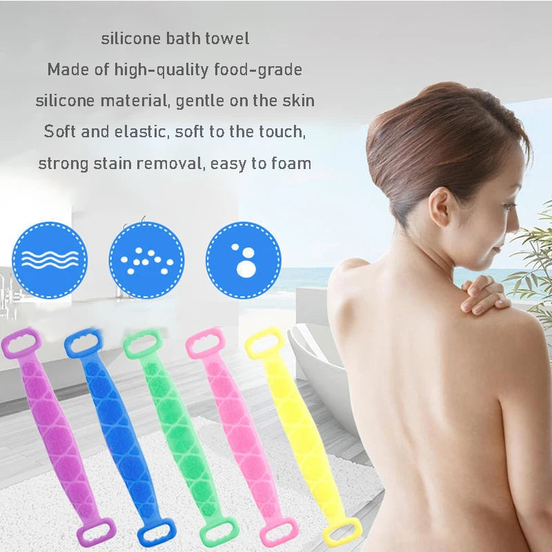 Gentle silicone body scrubber belt for spa like clean