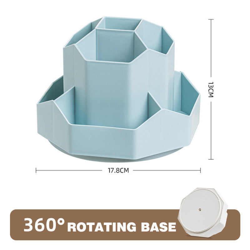 Stylish Portable 9-Grid Rotating Pen Holder and Desk Organiser