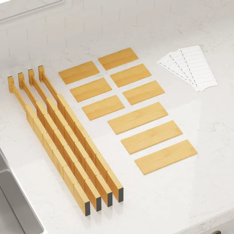 Adjustable Bamboo Drawer Dividers for Home & Office