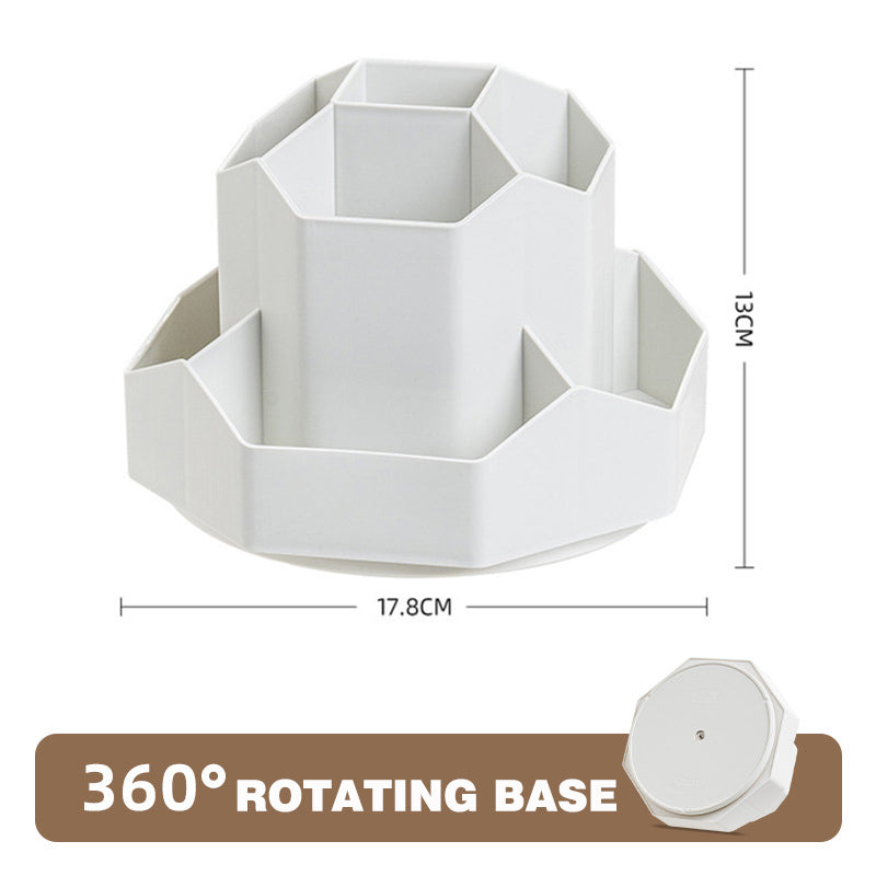 Stylish Portable 9-Grid Rotating Pen Holder and Desk Organiser